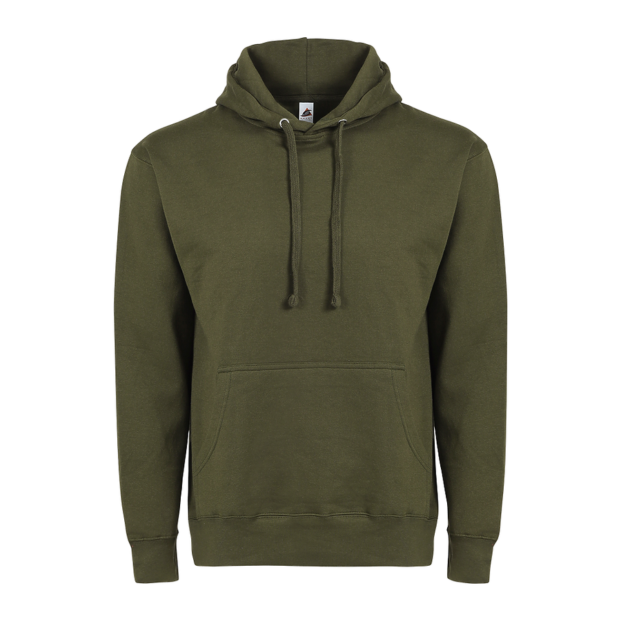 Adult Essential Hoodie 101 — Military Green (front)