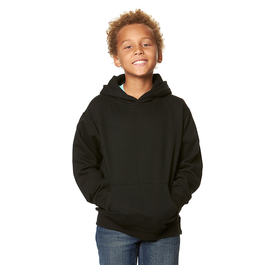 Youth Essential Hoodie 301 — Black (front)
