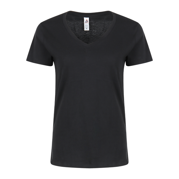Women's Essential V-Neck Tee 4002 — Black (front)