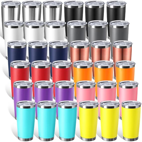 36-Pack Stainless Steel Tumblers with Lids