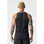Men's Essential Tank T100 — Charcoal Heather (back)