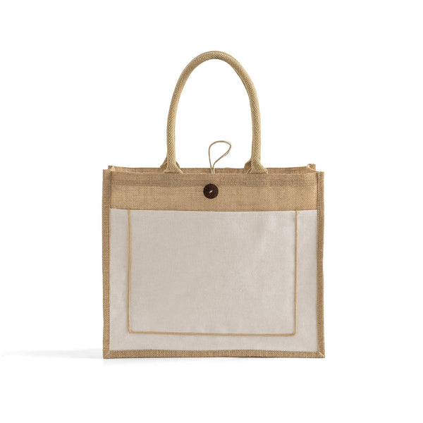 Button-Closure Jute Tote
